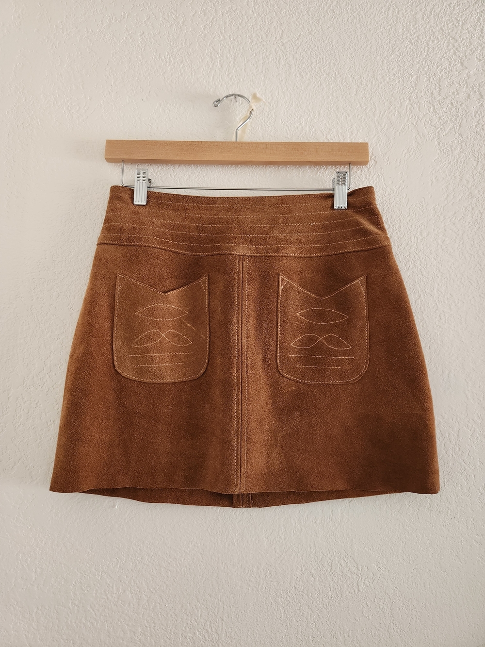 Free People Brown Suede Pocket A-Line Mini Skirt